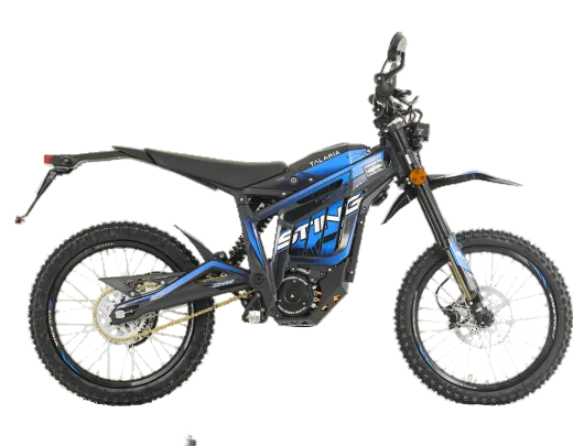 Black and blue electric bike on a white background