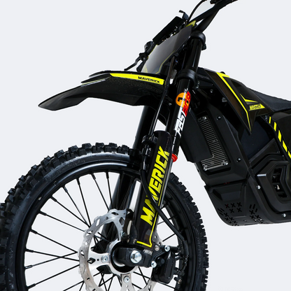Black electric bike with yellow accents on a white background