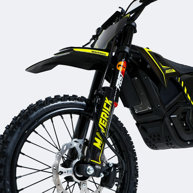 Black electric bike with yellow accents on a white background