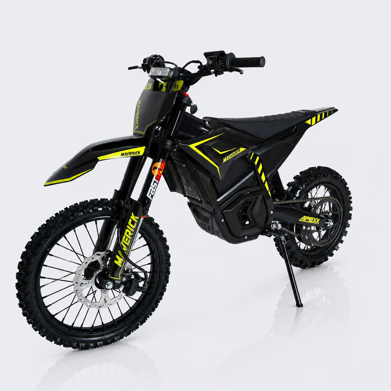 Black and yellow electric bike on a white background