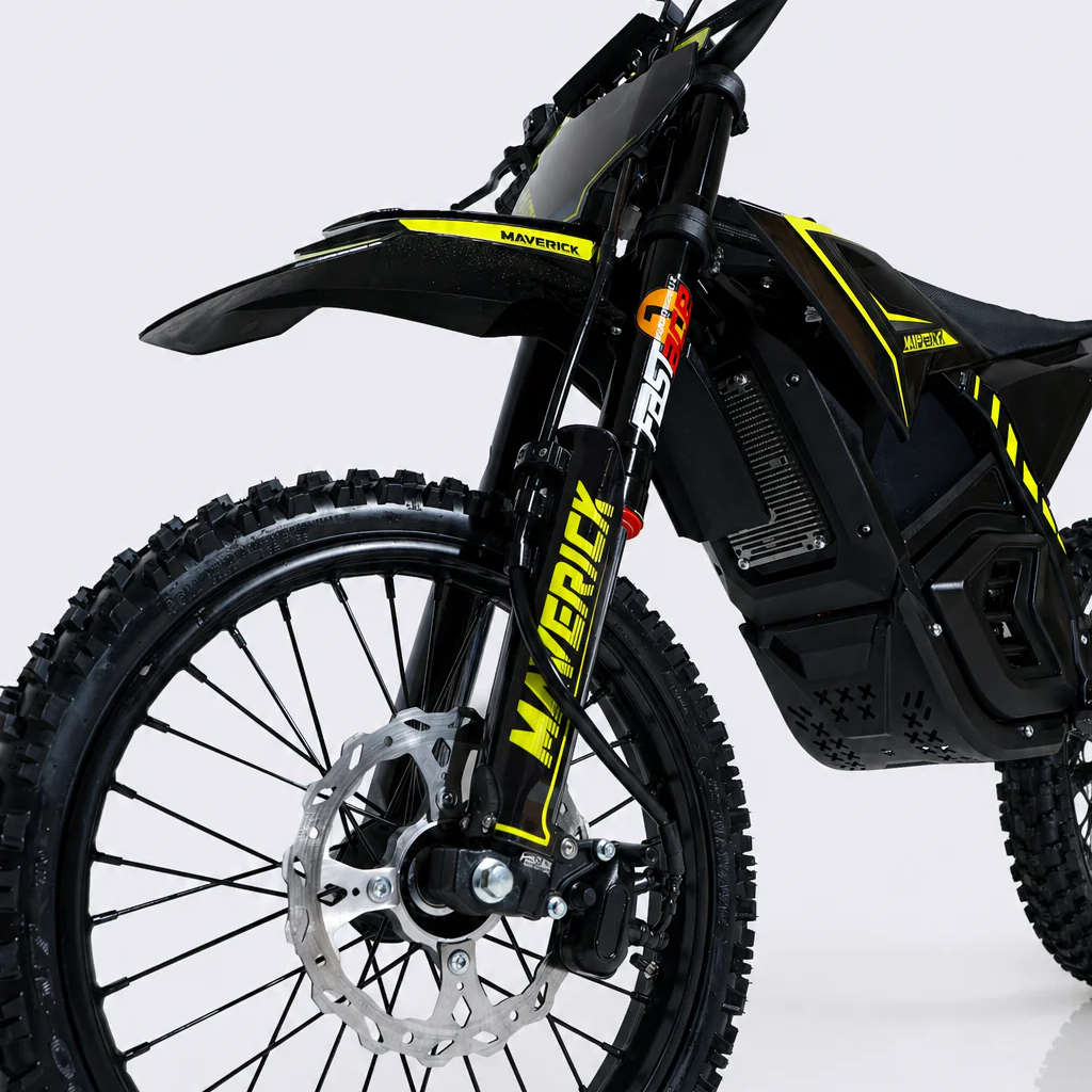 Black and yellow electric bike on a white background